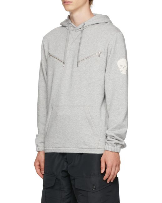 McQueen Gray Zip-Detailed Hoodie for men