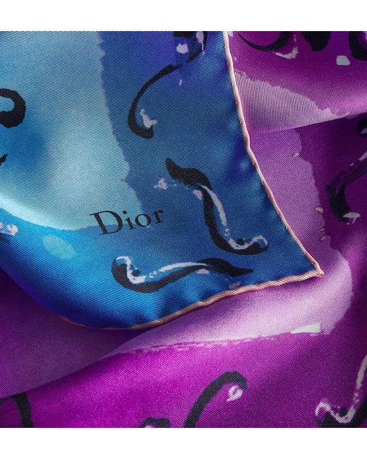 Dior Blue Iviera Asymmetrical Silk Top