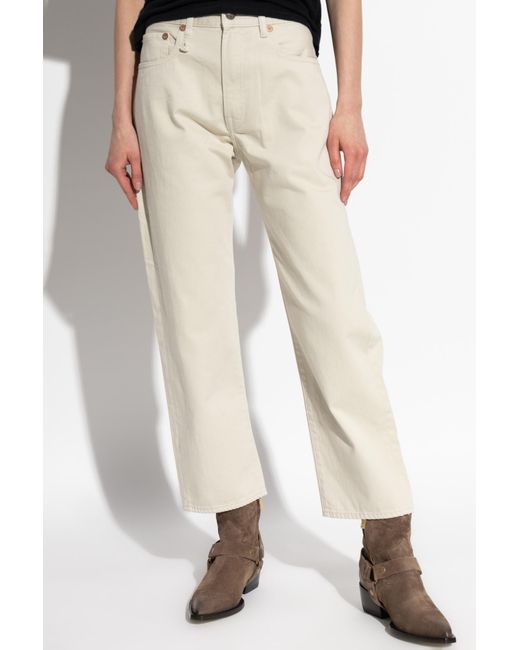R13 Natural Embroidered-Pocket Jeans