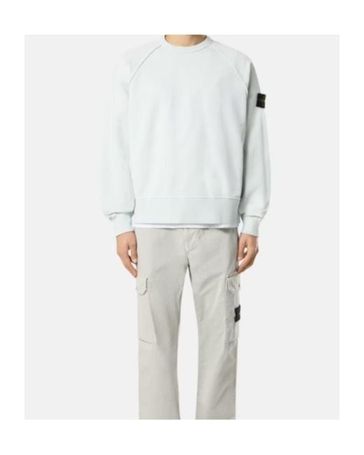 Stone Island White Logo Patch Crewneck Sweatshirt for men