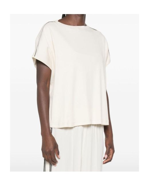 Fabiana Filippi White Side-Stripe Short-Sleeve T-Shirt