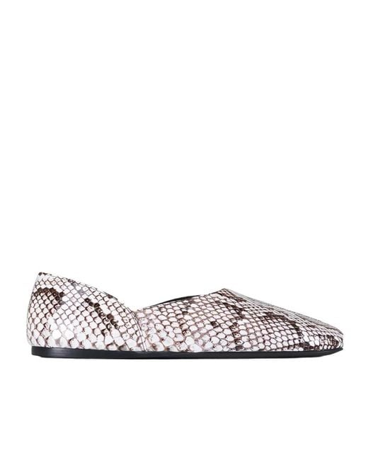 Khaite White Jane Snakeskin Flats