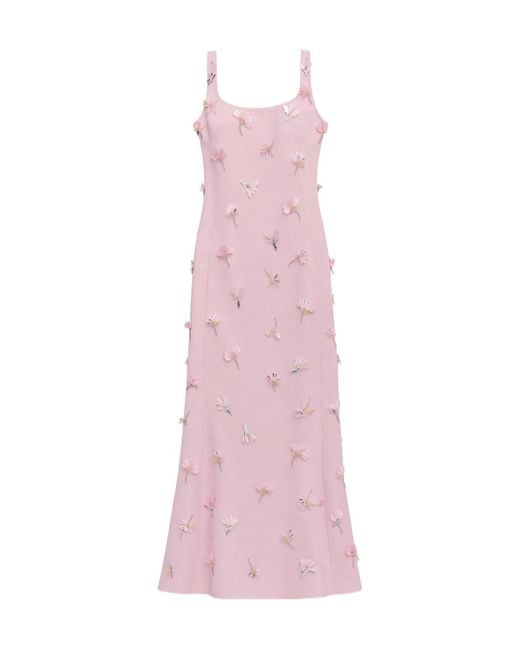 Jonathan Simkhai Pink Briella Floral-Appliqué Gown