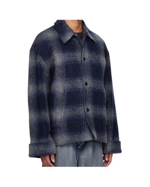 Wooyoungmi Blue Plaid Jacket for men
