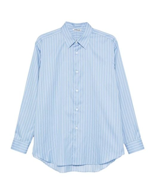 Auralee Blue Striped Shirt for men