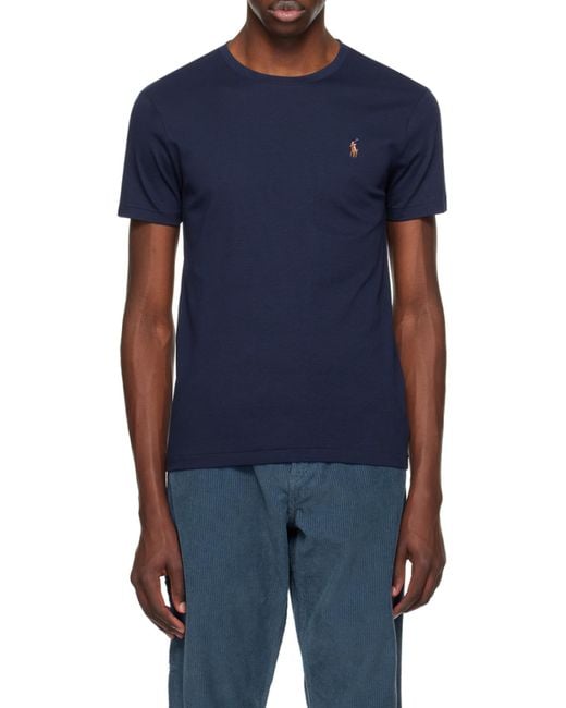 Polo Ralph Lauren Blue Logo Embroidered Crewneck T-Shirt for men