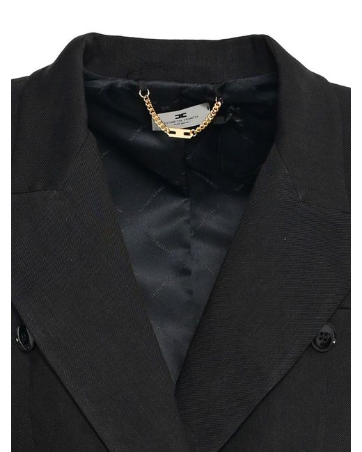 Elisabetta Franchi White Double-Breasted Gabardine Jacket