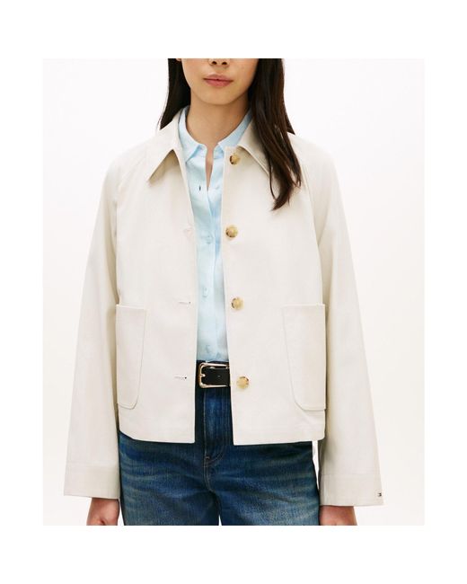 Tommy Hilfiger White Solid Color Versatile Casual Jacket