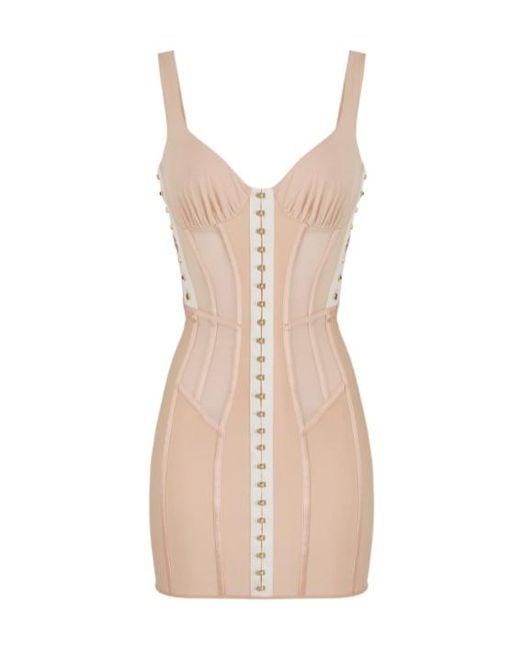 Elisabetta Franchi Natural Bustier Mini Dress