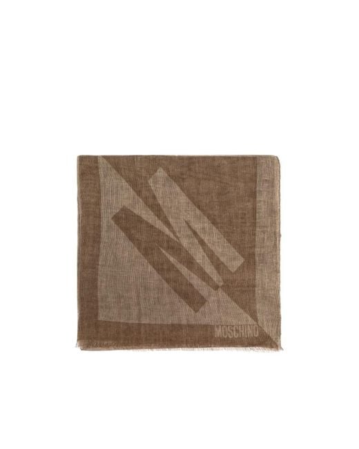 Moschino Brown Logo Printed Scarf for men