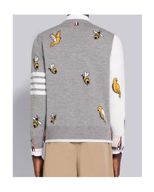 Thom Browne Blue Bar Striped Cardigan for men