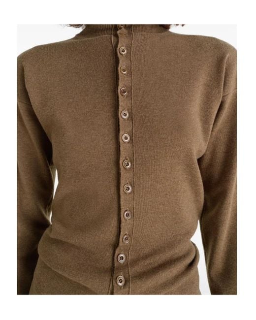 Lemaire Brown Turtleneck Buttoned Cardigan