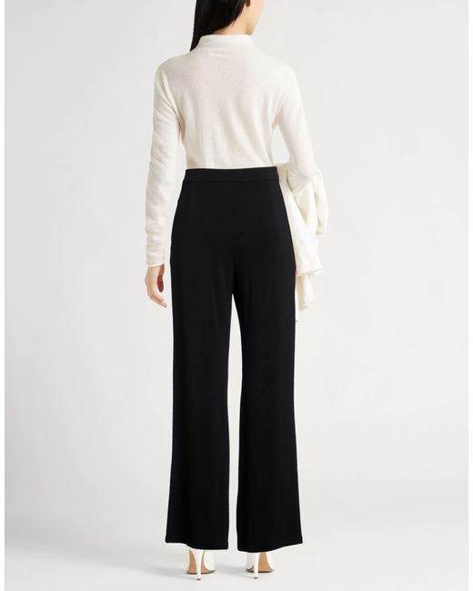 Max Mara Black Solid Stretch Wide-Leg Pants