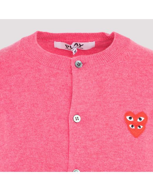 Comme des Garçons Pink Overlapping Heart Wool Cardigan
