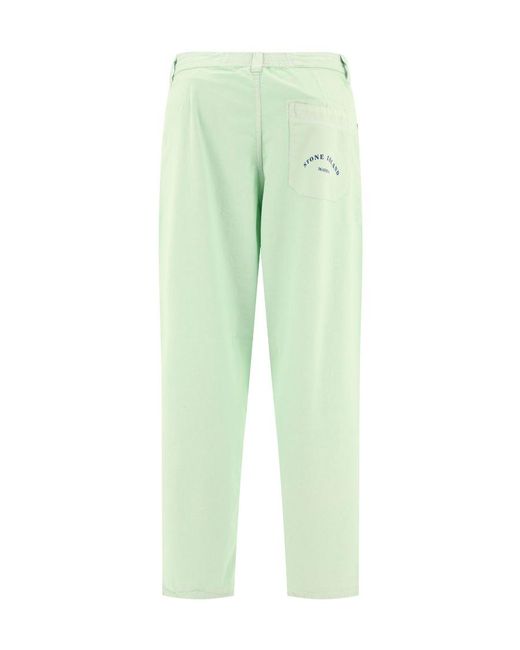 Stone Island Green Straight-Leg Cotton Trousers for men