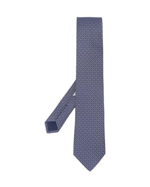 Ferragamo Blue Gancini Print Tie for men