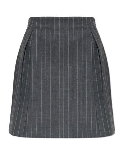 Valentino Gray Striped Skirt