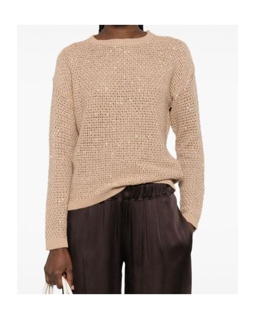 Fabiana Filippi Natural Sequined Knit Knitted Sweater