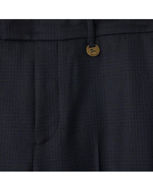 Burberry Black Check Wool Tailored Trousers for men