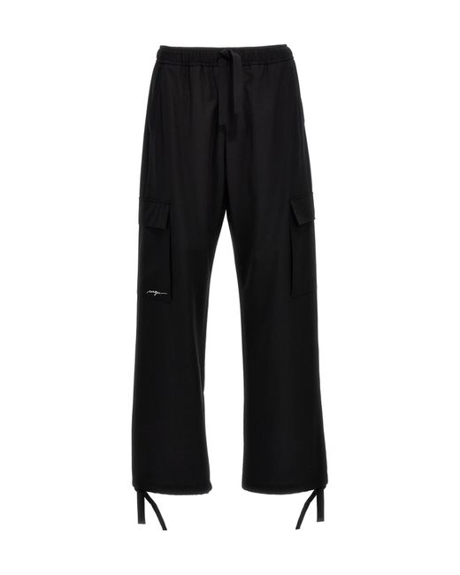 MSGM Black Drawstring Cargo Pants for men
