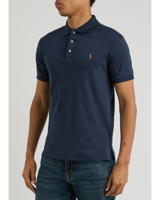 Polo Ralph Lauren Blue Slim Pima Cotton Polo Shirt for men