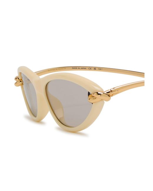 Bottega Veneta Natural Narrow Cat-Eye Sunglasses
