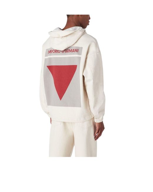 Emporio Armani Pink Quarter Zip Hooded Jacket for men