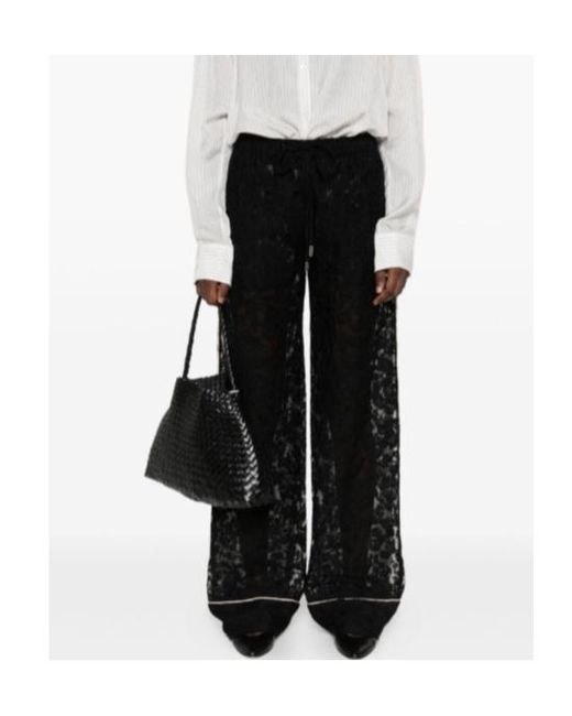 Ermanno Scervino Black Lace-Trimmed Trousers