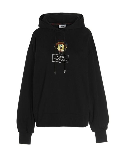Gcds Black X Spongebob Graphic Printed Drawstring Hoodie