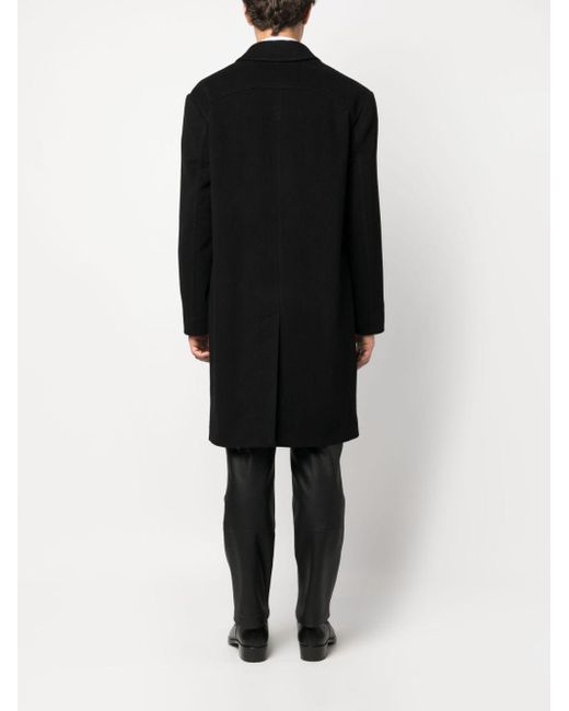 McQueen Black Single Breasted Long Sleeved Coat for men