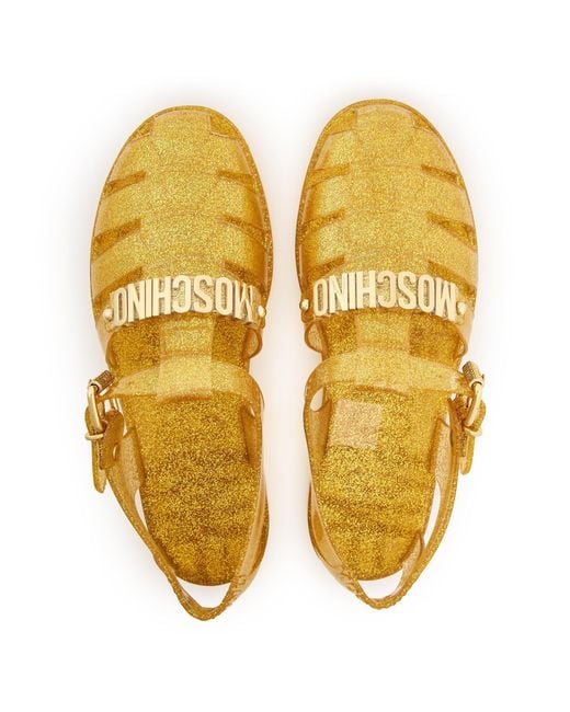 Moschino Metallic Shiny Flat Sandals