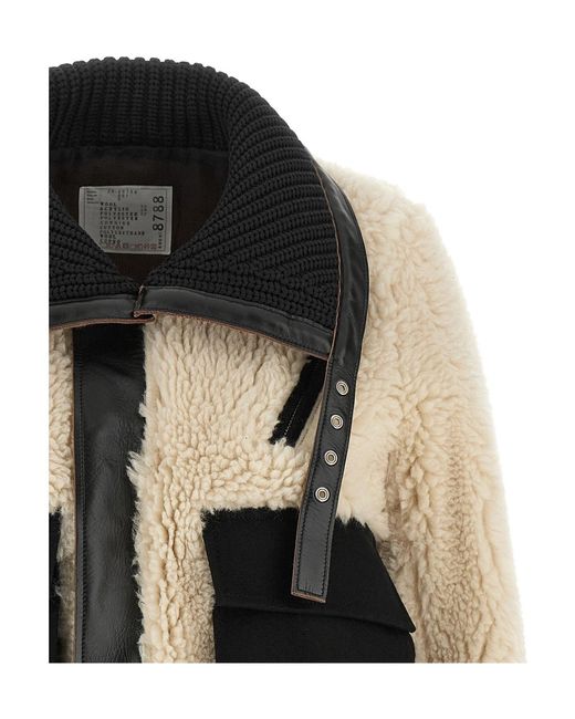 Sacai Black Shearling Effect Wool Jacket