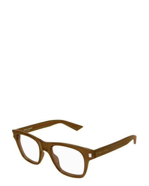 Saint Laurent Metallic Square-Frame Glasses for men