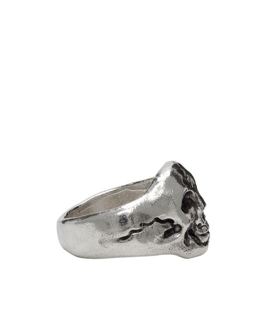 Our Legacy Metallic Sculpted Skull Ring for men