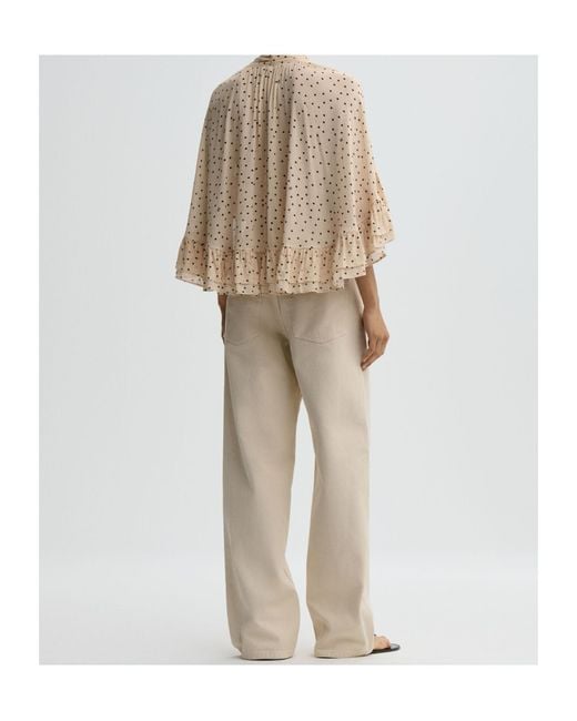 By Malene Birger Natural Ruffled Polka-Dot Jacket