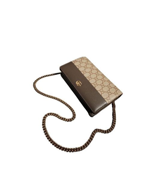 Gucci White Bi-Color Gg Marmont Wallet On Chain