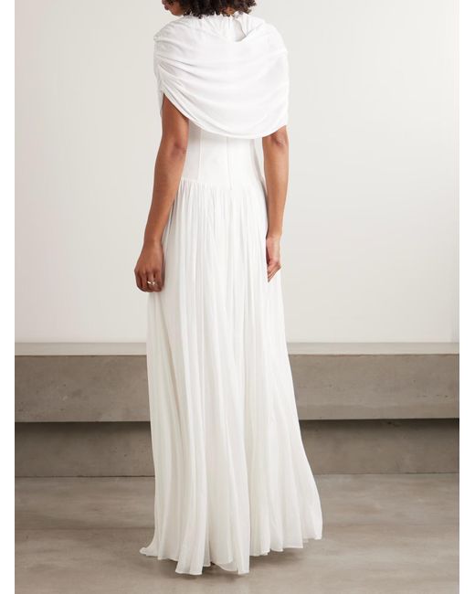 Jonathan Simkhai White Nancie Draped Pleated Maxi Dress