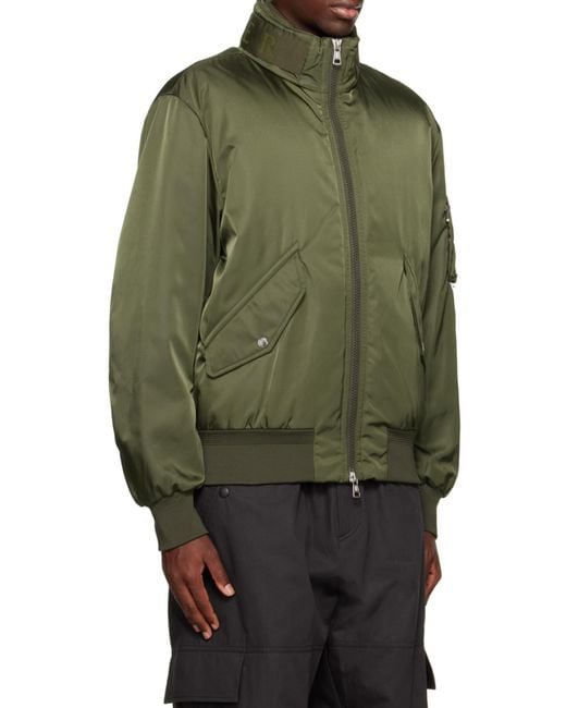 Moncler Green High-Shine Zip-Up Padded Jacket for men