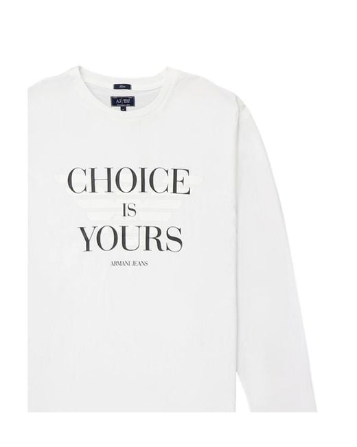 Armani Jeans White T-Shirt With Round Neck And Long Sleeves for men