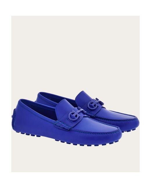 Ferragamo Blue Round-Headed Love Shoes for men