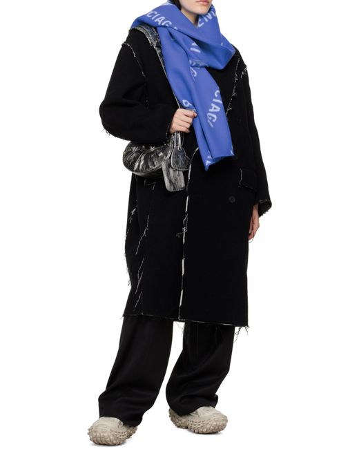 Balenciaga Blue All-Over Logo Scarf