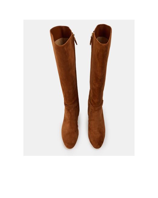 Ralph Lauren Brown Caramel Suede Knee-High Boots