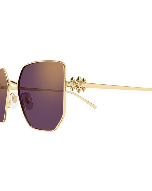 Cartier Purple Geometric Frame Sunglasses for men