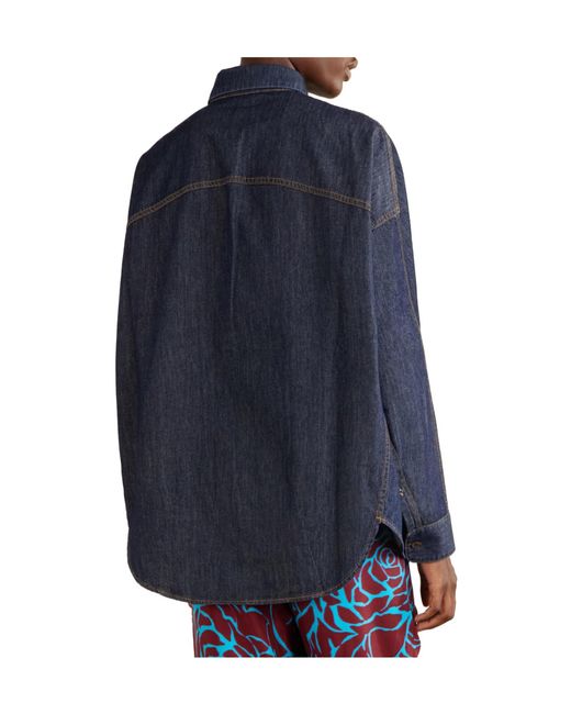 Dries Van Noten Blue Long-Sleeve Denim Shirt