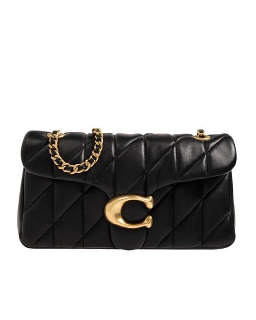 COACH Black Tabby 26 Logo Plaque Quilted Crossbody Bag