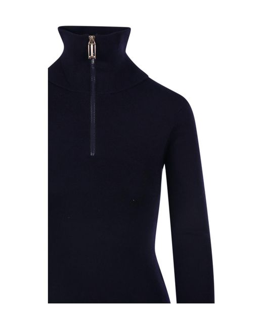 Victoria Beckham Blue Half-Zip Sweater