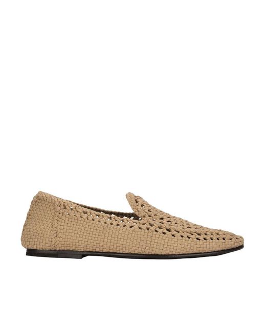 Dolce & Gabbana Natural Woven Almond-Toe Slip-On Loafers for men
