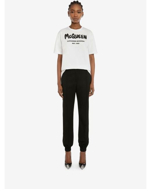 McQueen White Graffiti Logo Print T-Shirt