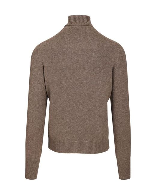 Fedeli Brown Turtleneck Sweater for men