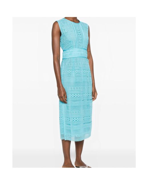 ERMANNO FIRENZE Blue Round-Neck Dress